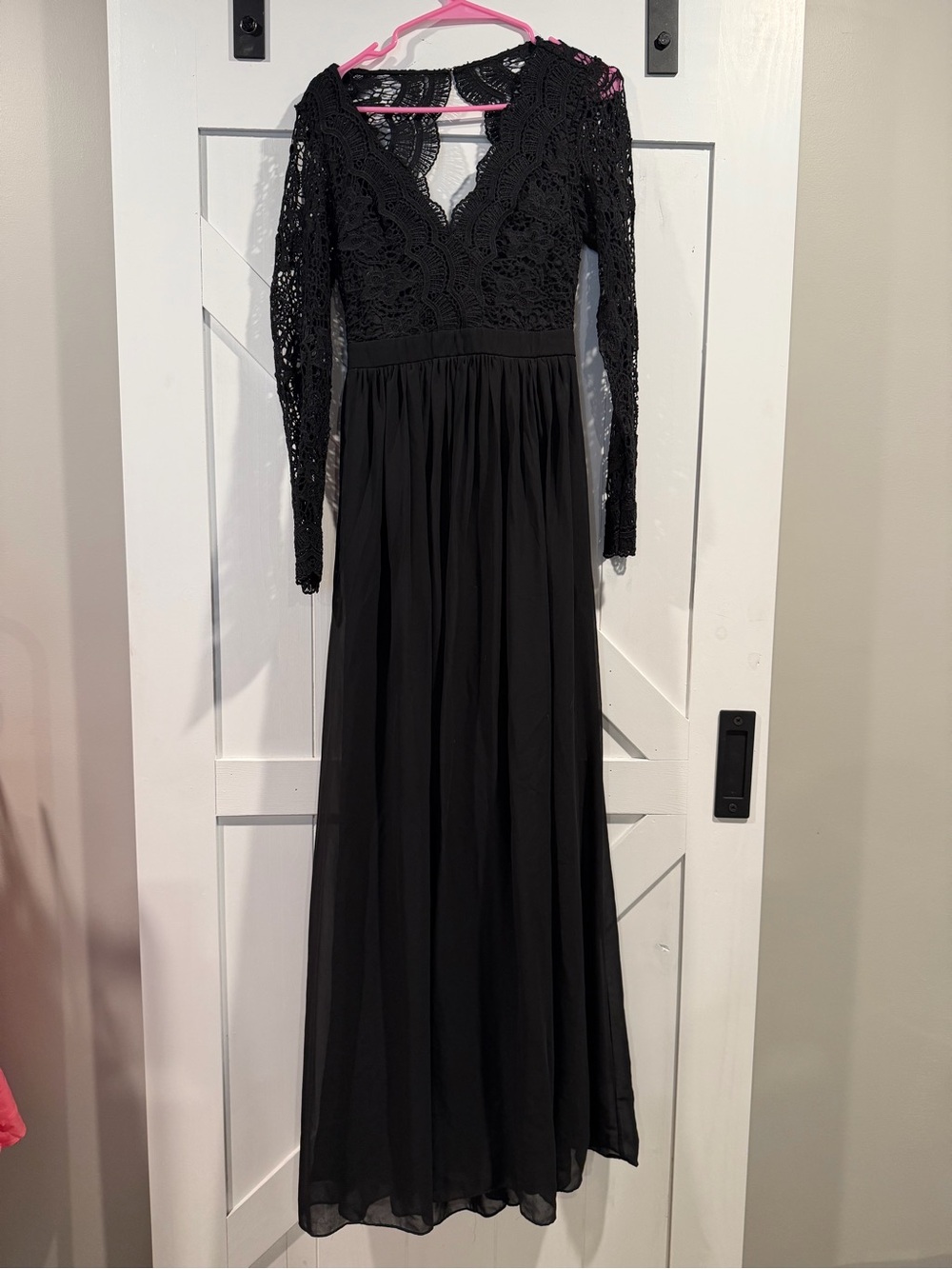 Lulu's Black Lace Long Sleeve Backless Maxi Dress